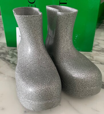 Bottega Veneta Women's The Puddle Silver Glitter Rain Boots