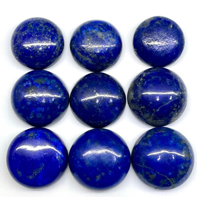 9 Stück Natürlich Lapislazuli 16.8-19.3mm Rund Lose Cabochon Unbehandelt