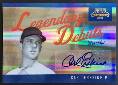 2011 Playoff Contenders CARL ERSKINE Brooklyn Dodgers Legendary Debuts AUTOGRAPH