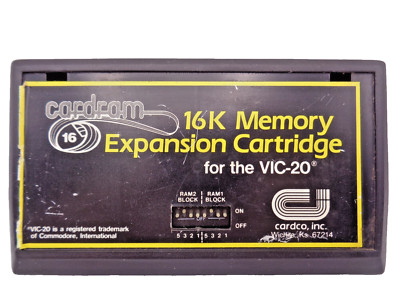 COMMODORE VC-20 / VIC-20 -- CARDRAM 16K MEMORY EXPANSION CARTRIDGE (CARDCO)#E109