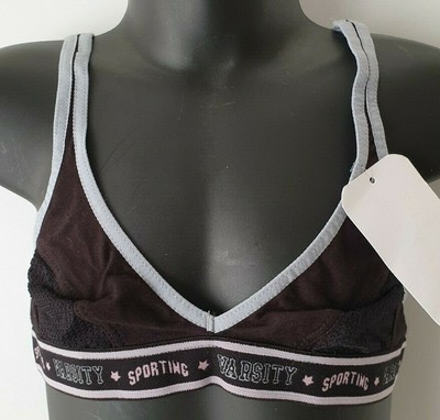 BNWT Girls Sz 70B AUS 7B Absorba Brand Black Adjustable Soft Sport Bra Style Top