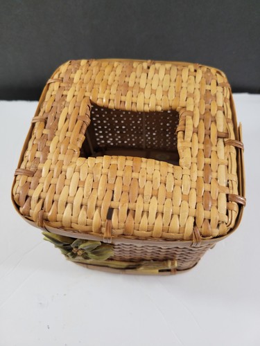Braun Rattan Korb Quadrat Tissue Box Abdeckung Tropische Palmen Hängematte 6"x6" - Bild 11 von 11