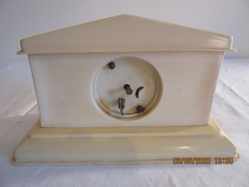 Vtg 1950s Celluloid Clock Building Court house~LUX Mfg Co USA Wind Up Desk Shelf - Picture 6 of 6
