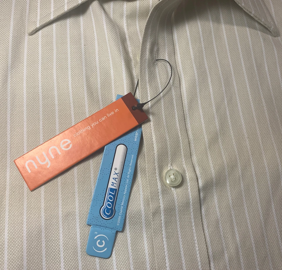 Camisa de vestir nyne talla M Coolmax beige a rayas nueva con etiquetas Foto 3 de 4