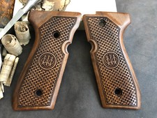 Beretta 92F, 92FS, M9, 96 Walnut Wood Grips. Handmade. Fish Scale Pattern. USA