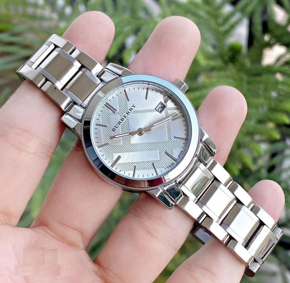 Burberry BU9100 Large Check Silver Women's Watch for sale online