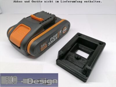 Akkuhalter für Worx Powershare 20V Akku Schwarz PLA+
