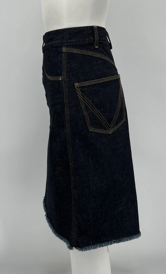 Falda Bottega Veneta 2020 Denim Oscuro Algodón Costuras en Contraste 5 Bolsillos Talla 38 Foto 2 de 4