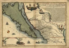 16" x 24" 1720 Map Of The La Californie ou Nouvelle Caroline
