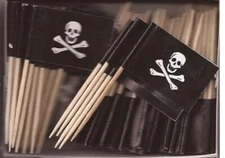 One Box of 100 Jolly Roger Toothpick Flags, 100 Small Mini Pirate Flags