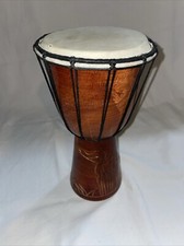 African Solid Wood Carved Drum Hand Made Giraffe Design World Drum Djembe