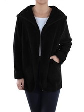 Women Hooded Fluffy Fleece Comfy Soft Teddy Faux Fur Coat Jacket