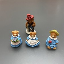 Lot of 4 Miniature Teddy Bears Figurines Resin 2"-3  Rare Collectible Vintage