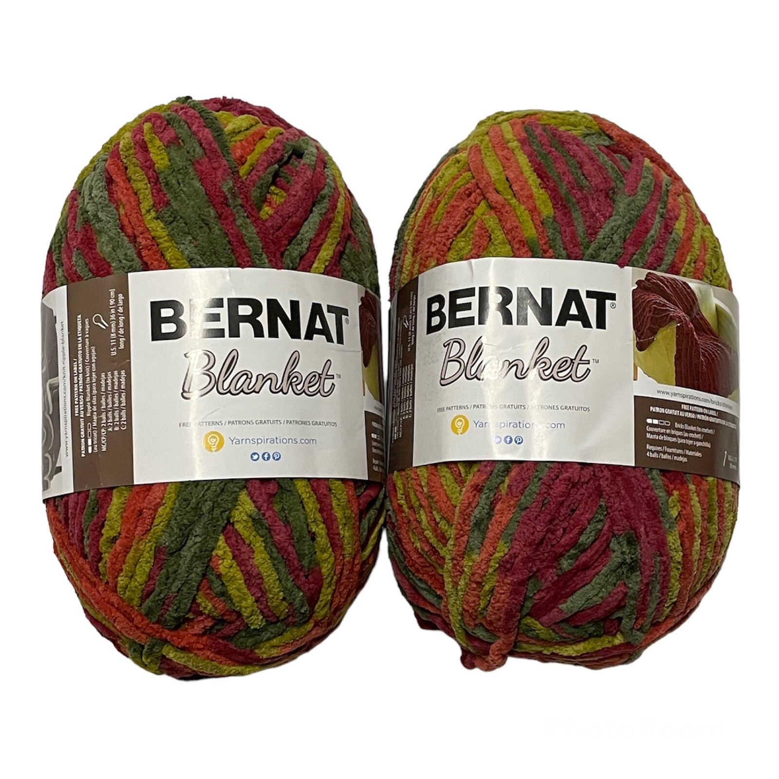 Bernat Blanket Yarn, Harvest, 2 large Skeins, Super Bulky, 10.5 oz each