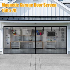 16x7FT Magnetic Garage Door Screen for Car Fiberglass Mosquito Insects Mesh Net