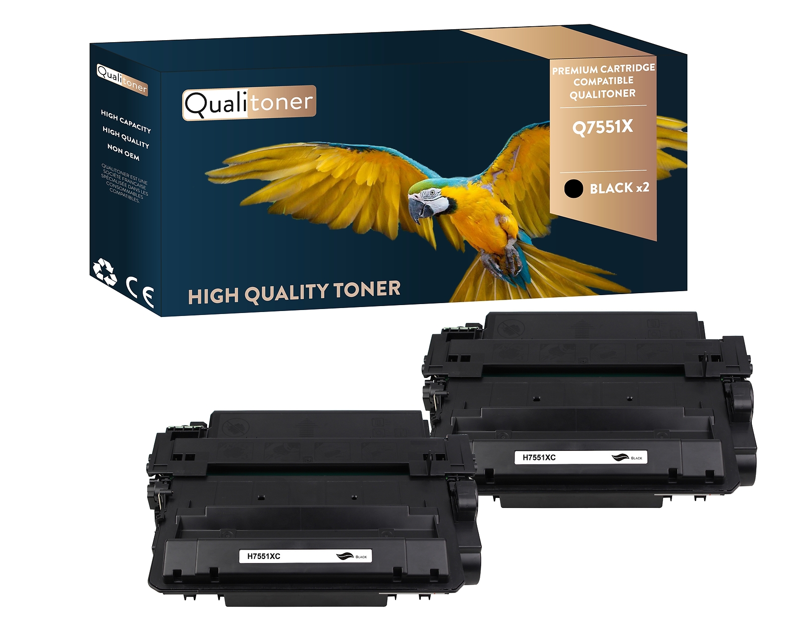 Toners HP Q7551X noir compatibles Qualitoner pour imprimante LaserJet lot de 2