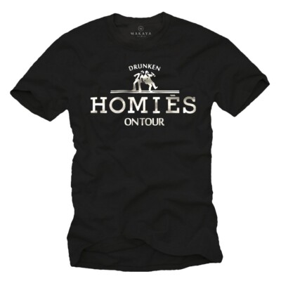 DRUNKEN HOMIES MEN'S T-SHIRT COOL FUNNY PARTY TEE SWAG HIP HOP RAP RUN DMC NERD