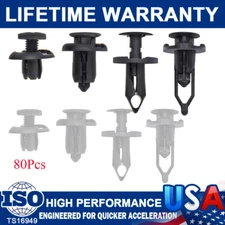 80pc Car Hole Push Retainer Pin Body Bumper Rivet Trim Moulding Clip Door Fender