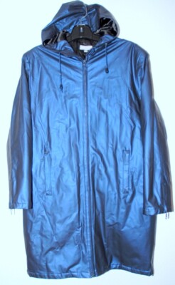 PURE & SIMPLE PVC Damen Tolle Regenmantel + Kapuze Regen Jacke Mantel ca 44 / L
