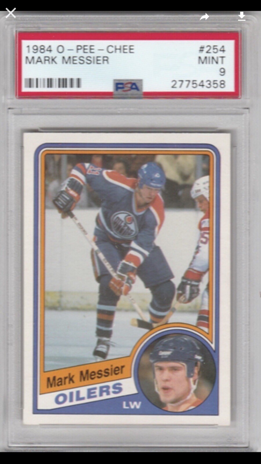 1984 O-Pee-Chee #254 Mark Messier Edmonton Oilers HOF Hockey Card PSA 9 MINT