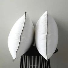 Organic Feather Down Pillows with Cotton Cover Set of 2 Standard Size Sleeping