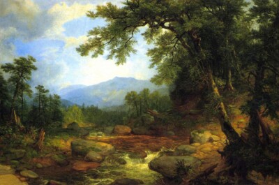 Oil painting Asher-B.-Durand-Monument-Mountain-Berkshires landscape & stream art