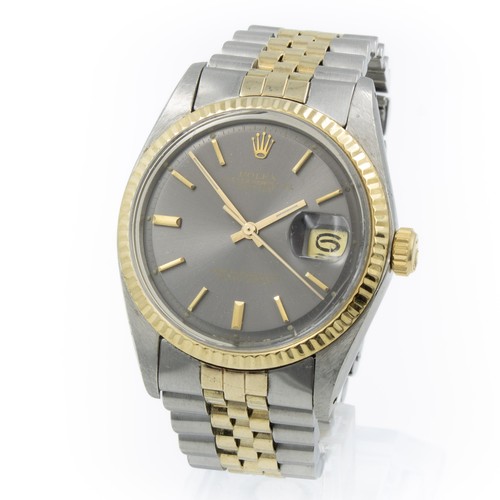 Rolex OP Datejust Ref 1601 Mens Watch 36mm Two-Tone Slate Dial #W103682-1