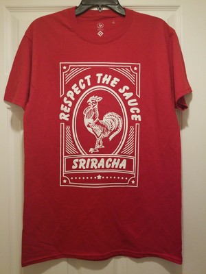 New Sriracha Respect the Sauce Adult Medium Hot Sauce Ramen Foodie T-shirt