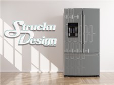 Gray White Rectangle Design Fridge Freezer Wrap Side Door Vinyl Decal