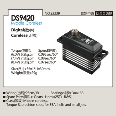DUALSKY DS9420 コアレスサーボ 2個セット　新品　未使用です 1PC Dualsky Digital Coreless Servo Dual BB W/ Titanium Gear for RC