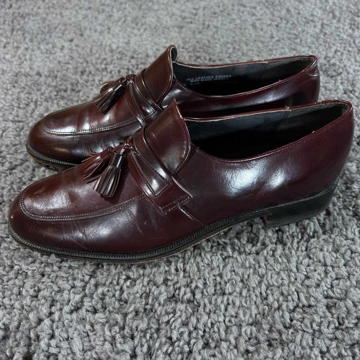 Hanover Leather Loafers Mens 9 Brown Tassle Slip On Dress 