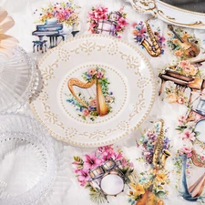 20Pcs Floral Violin Piano PET Stickers for Journals Planner Scrapbooking Collage