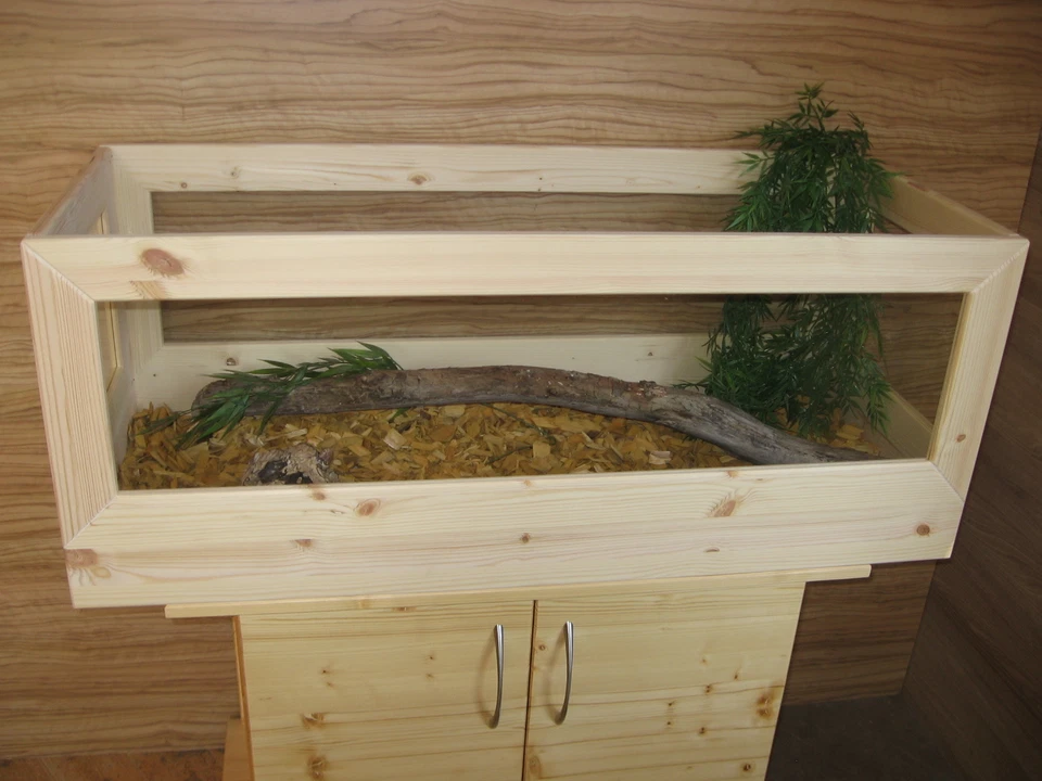 TISCHLEREI-ANKER Schildkröten Terrarium 120*60*40cm aus Holz, allseits Glaseinlagen, Mäuse,