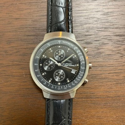 Lufthansa Flight Training Watch Men's Quartz Black Band Good Condition
