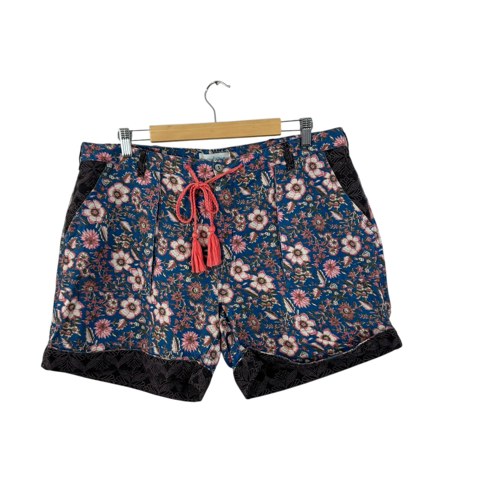 Sundance Large Kalini Shorts Tassels Boho Linen Cotton Floral Womens READ
