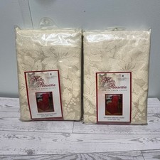 Brownstone Gallery Holly Poinsettia Damask Chair Covers Set of 2 Ivory Cream NEW