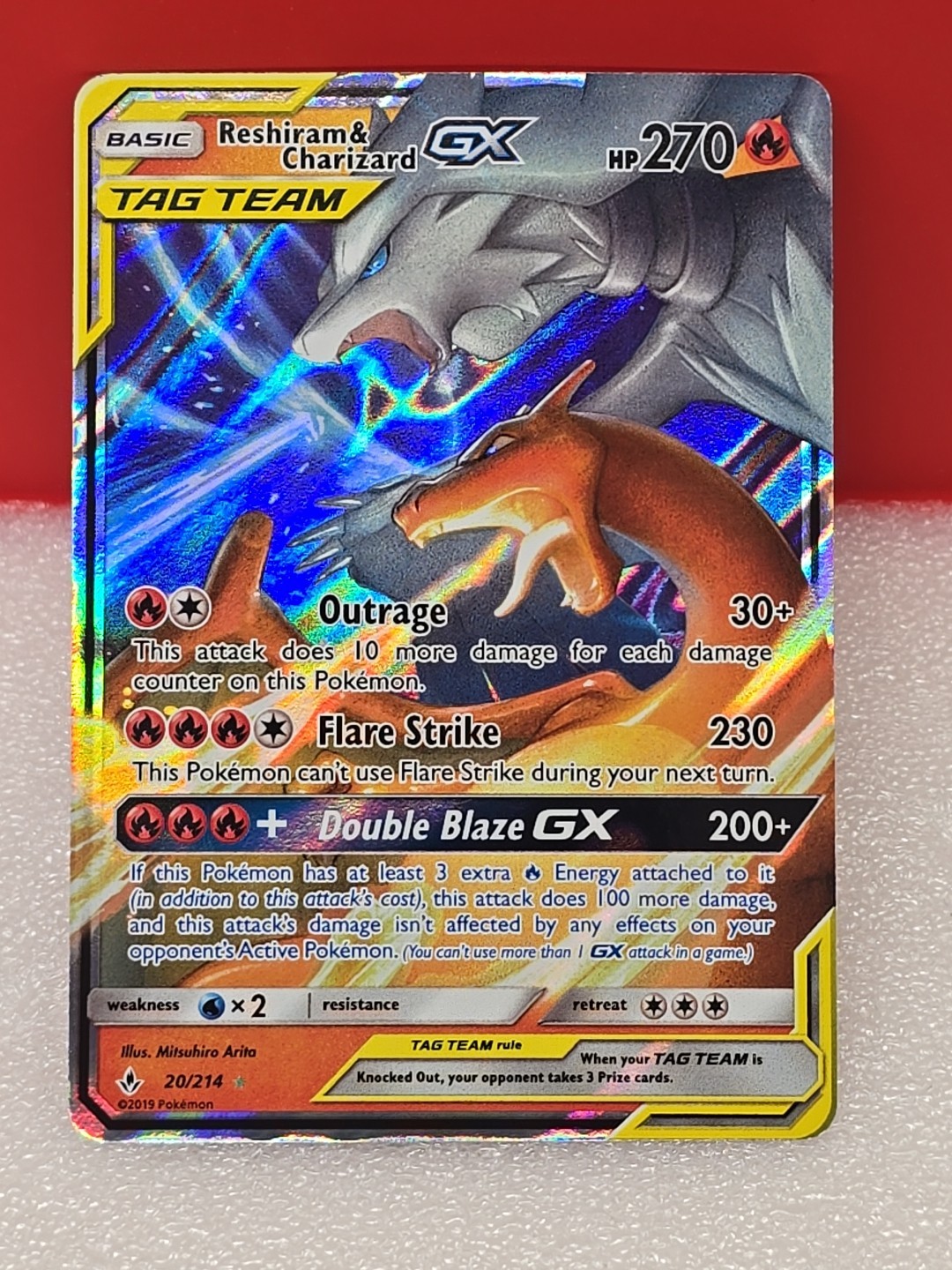 Reshiram & Charizard GX SM10 20/214 — Near Mint Holo Rare Unbroken Bonds