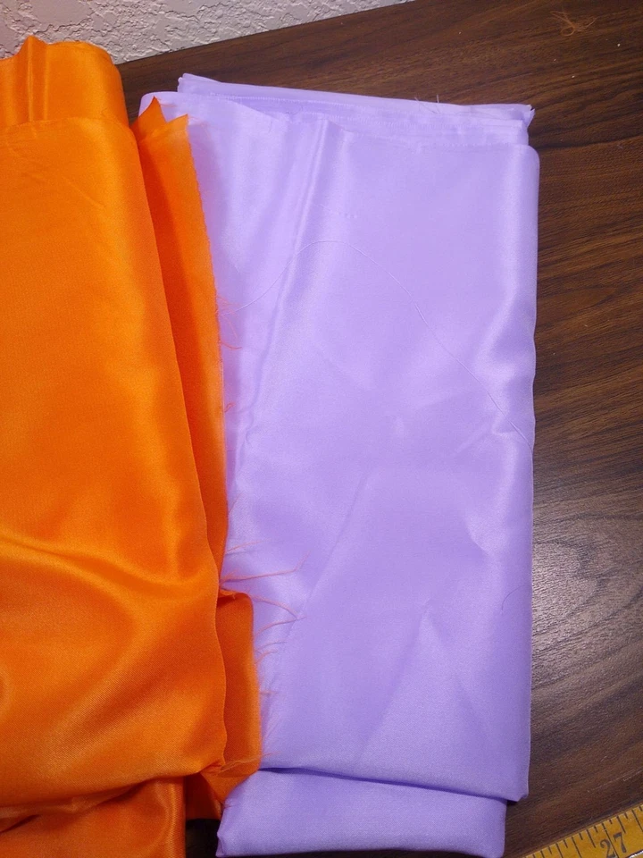 POLYESTER TAFFETA FABRIC LOT orange brown lavender quality material vintage ? - Image 4 of 4