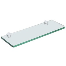 SAYAYO Floating Glass Shelves for Bathroom, 15 x 5 Inch Chrome Tempered Glass Sh