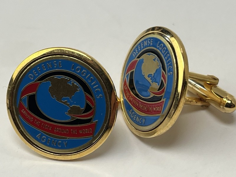 💥Vintage Defense Logistics Agency Gold Officer Cufflinks Rare Set 1 Day Ship!👍