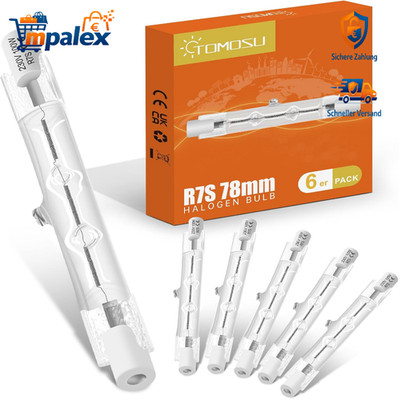 Halogenstab R7s 78mm 100W Dimmbar 6 Stück Warmweiß Glas Halogenlampe