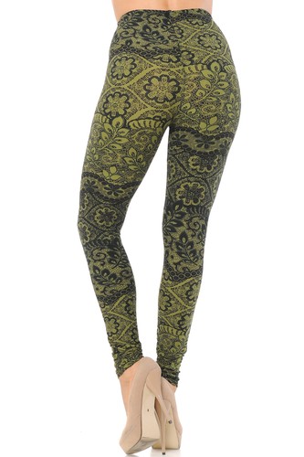 Buttery Soft Olive Leaf Extra Plus Size Leggings - 3X-5X - Picture 7 of 7
