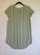 Cloth & Stone Dress Women's S Green/Blue Striped Linen Blend Button Back Tunic