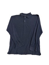 Mack Weldon Polo Shirt Men Large Navy Blue Long Sleeve Pima Cotton Essential *