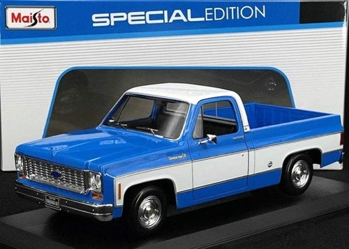 Maisto 1974 Chevrolet C-10 Pickup Truck Cheyenne Super Blue & White 1:18 31467BL