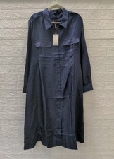 New Quince 100% Silk Twill Utility Shirt Dress Deep Navy Size XL