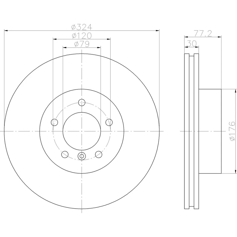 Rotor de freno de disco Hella Pagid 355109922 para modelos BMW seleccionados 04-10 Foto 4 de 4
