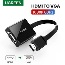 HDMI to VGA Adapter for PS4 Male To Female Converter 1080P, 3.5 Jack TV Box PC