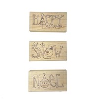 Stampin Up Mounted Rubber Stamp Noel Snow Happy Holidays
