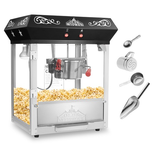 OPEN BOX - Bar Style Popcorn Machine Maker Popper with 6-Ounce Kettle - Black